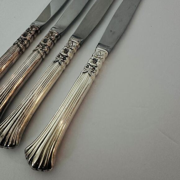 Vintage Oneida Floral Queen 1992 Silverware Dinner Knives - Picture 7 of 12